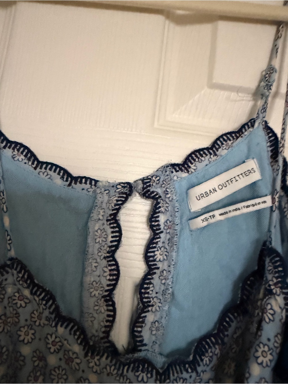 Urban Outfitters Blue Floral Tiered babydoll Sundress with Navy Trim - Picture 3 of 3